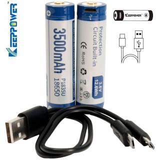 Pack 2 baterias 18650 de 3500mAh con USB