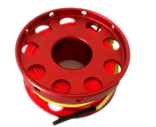 Leoben Spool de 8cm con 30m de hilo y mosqueton Rojo